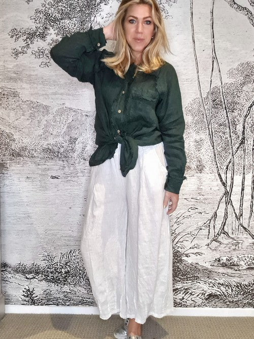 Helga May White Windmill Plain Linen Pants – TROVE