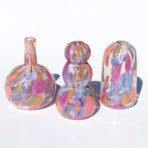 Maria Ida Designs | Set of 3 Glass Mini Vases & 1 Nest Bowl in Neapolitan | Handmade in CA