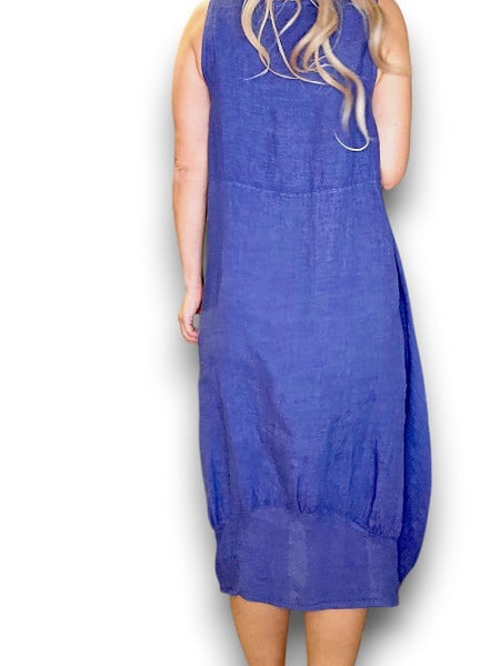 Helga May Indigo Plain Maxi Tank Dress