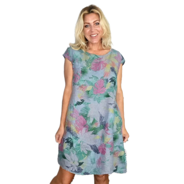 Helga May Petrol Tropicana Sketch Kennedy Dress