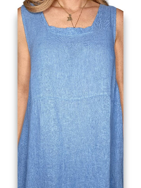 Helga May Sky Blue Plain Maxi Tank Dress