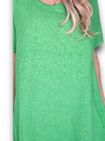 Helga May Bright Green Plain Mid Sleeve Maxi Dress