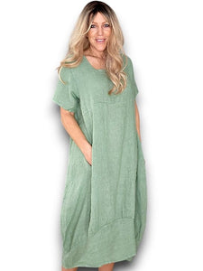 Helga May Forest Plain Mid Sleeve Maxi Dress