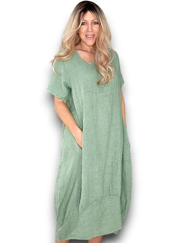 Helga May Forest Plain Mid Sleeve Maxi Dress