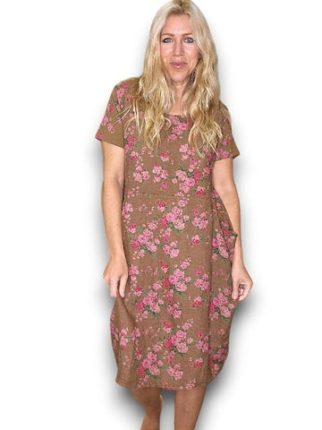 Helga May Dark Coffee Far Away Rose Jungle Dress