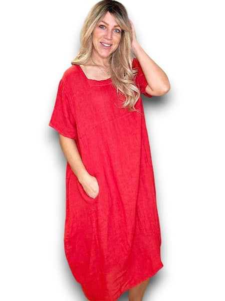 Helga May Red Plain Mid Sleeve Maxi Dress