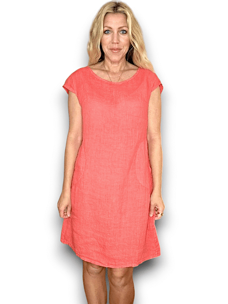 Helga May Coral Plain Kennedy Dress