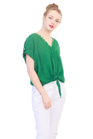 Wednesday Lulu | Linen | Tie Top | with Adjustable Sleeves