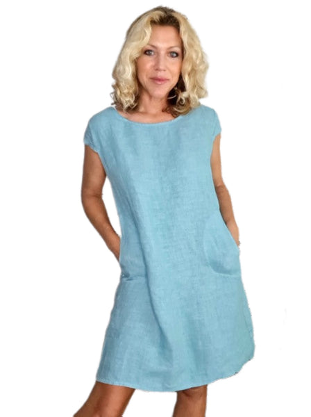 Helga May Blue Plain Kennedy Dress