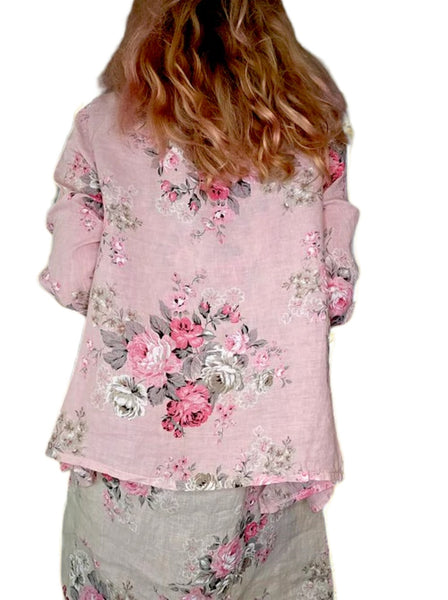 Helga May Baby Pink High Tea Sequin Pocket Linen Jacket