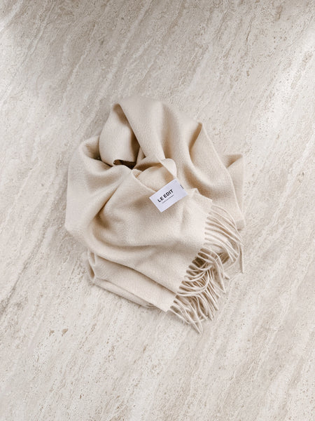 Le Edit Cream Cashmere Scarf