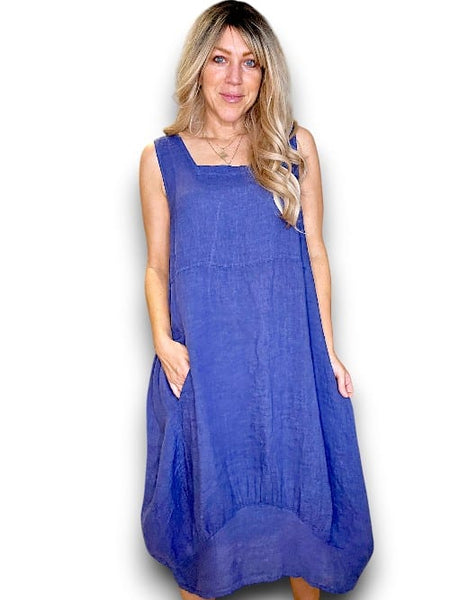 Helga May Indigo Plain Maxi Tank Dress