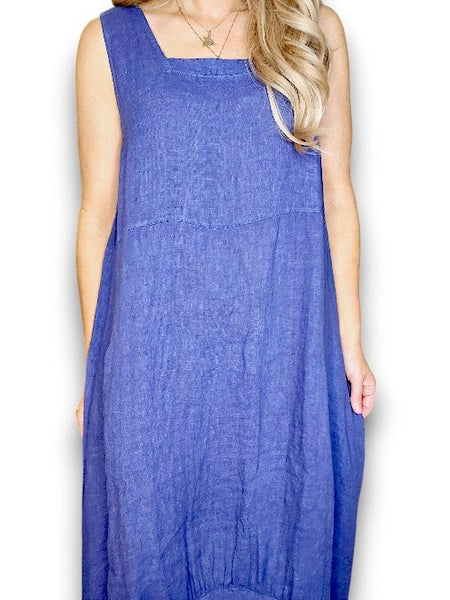 Helga May Indigo Plain Maxi Tank Dress