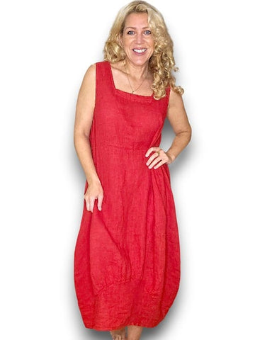 Helga May Red Plain Maxi Tank Dress