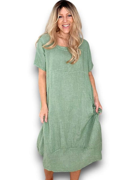 Helga May Forest Plain Mid Sleeve Maxi Dress