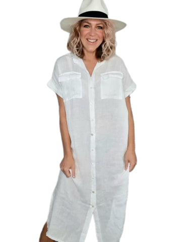 Helga May White Shirt Maxi Dress