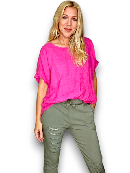 Helga May Hot Pink Plain River Tee