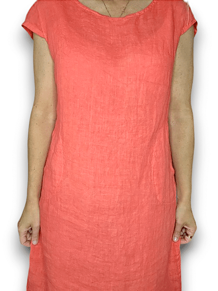 Helga May Coral Plain Kennedy Dress