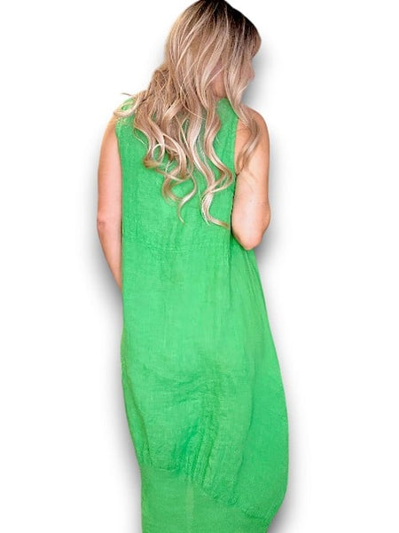 Helga May Bright Green Plain Maxi Tank Dress