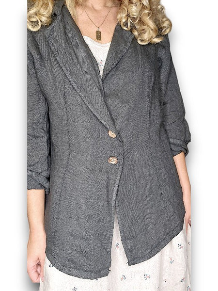 Helga May Dark Navy Suit Linen Jacket