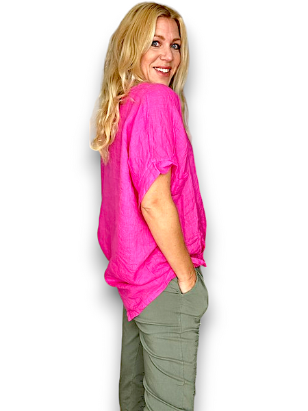 Helga May Hot Pink Plain River Tee