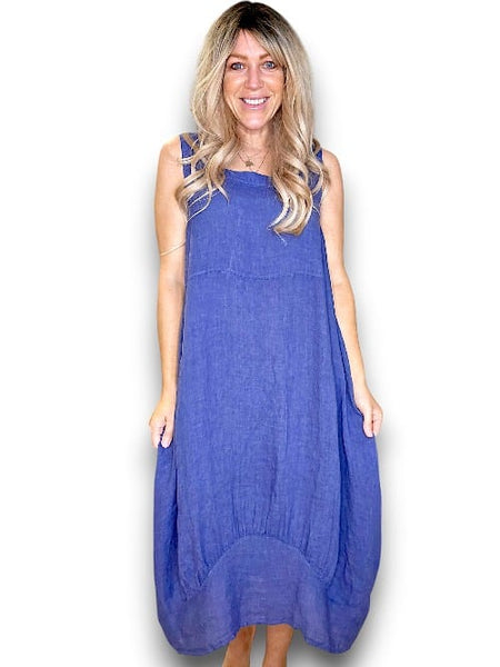 Helga May Indigo Plain Maxi Tank Dress