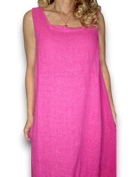 Helga May Hot Pink Plain Maxi Tank Dress