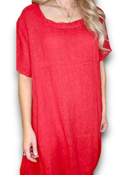 Helga May Red Plain Mid Sleeve Maxi Dress