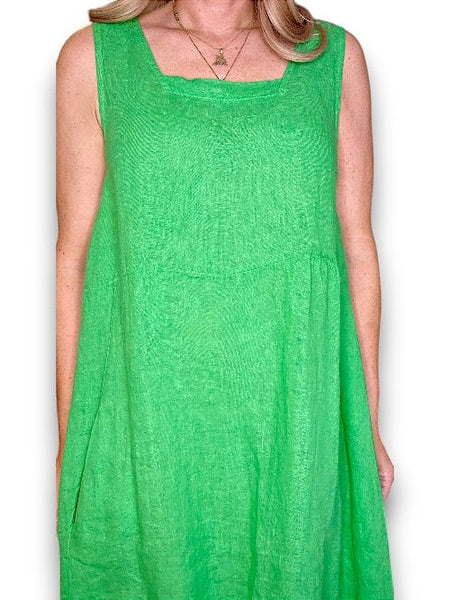 Helga May Bright Green Plain Maxi Tank Dress