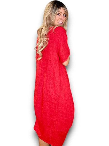 Helga May Red Plain Mid Sleeve Maxi Dress