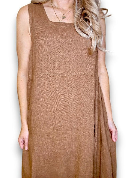 Helga May Coffee Plain Maxi Tank Dress