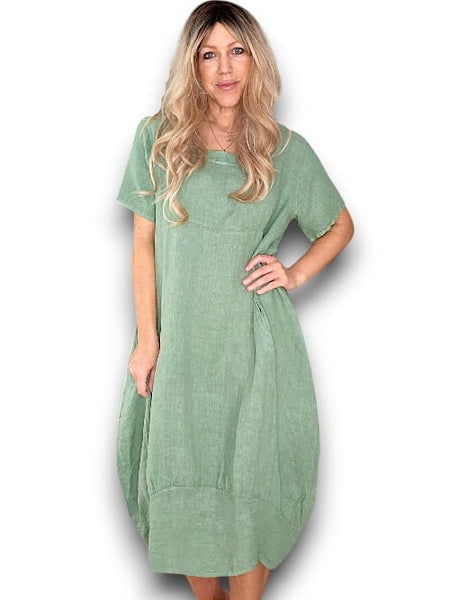 Helga May Forest Plain Mid Sleeve Maxi Dress