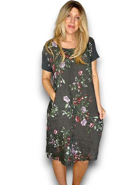 Helga May Charcoal Lingonberry Small Jungle Dress