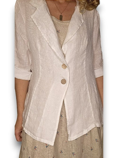 Helga May White Suit Linen Jacket