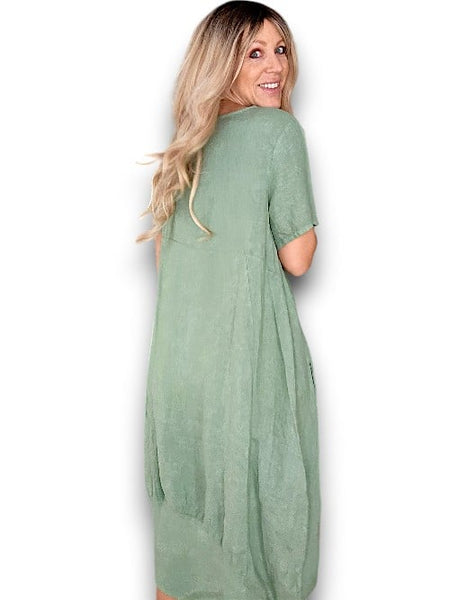 Helga May Forest Plain Mid Sleeve Maxi Dress