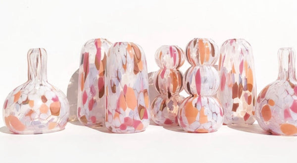 Maria Ida Designs | Set of 3 Glass Mini Vases & 1 Nest Bowl in Neapolitan | Handmade in CA