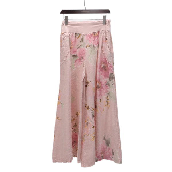 Wednesday Lulu Floral Linen Wide Leg Pants