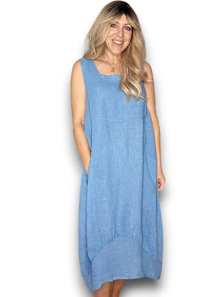 Helga May Sky Blue Plain Maxi Tank Dress