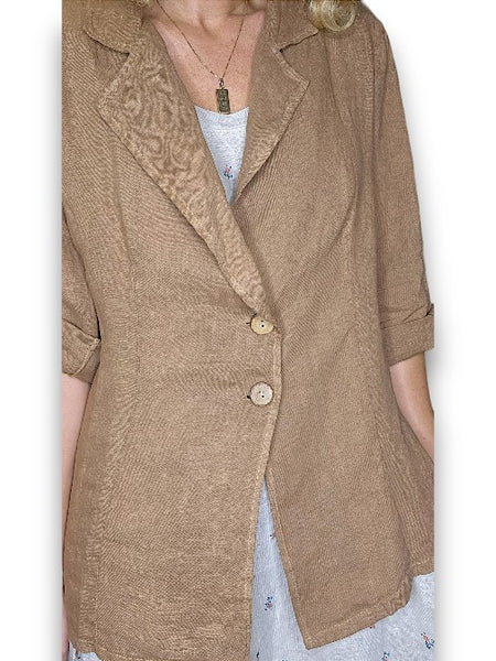 Helga May Light Coffee Suit Linen Jacket