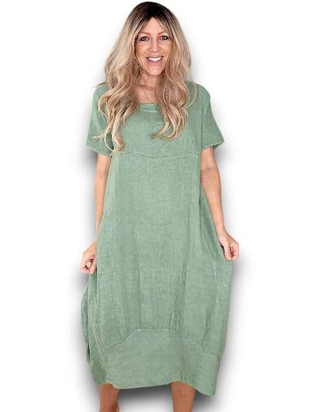 Helga May Forest Plain Mid Sleeve Maxi Dress