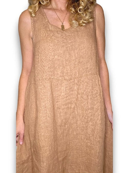 Helga May Caramel Plain Maxi Tank Dress