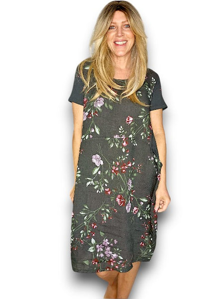 Helga May Charcoal Lingonberry Small Jungle Dress