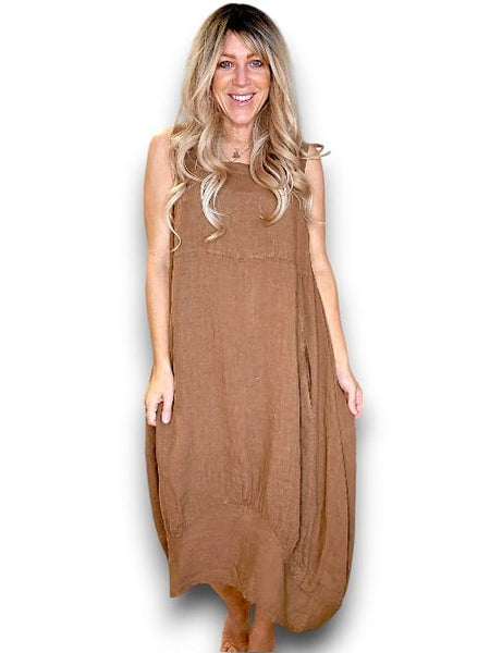 Helga May Coffee Plain Maxi Tank Dress