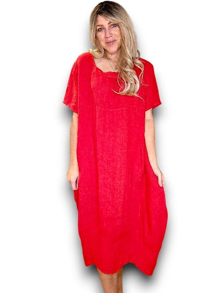 Helga May Red Plain Mid Sleeve Maxi Dress