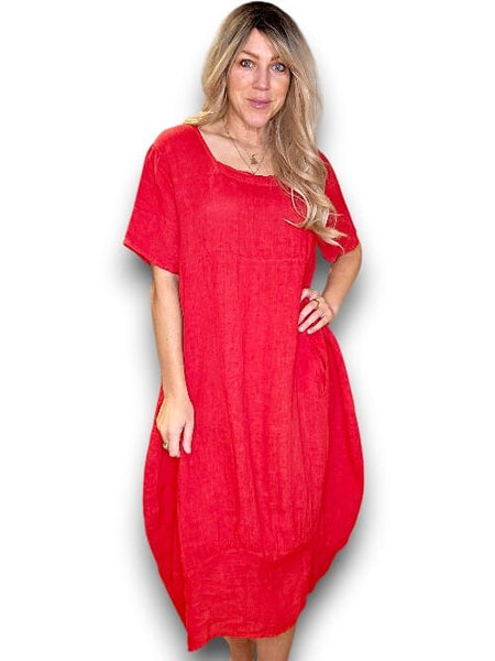 Helga May Red Plain Mid Sleeve Maxi Dress