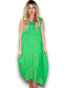 Helga May Bright Green Plain Maxi Tank Dress