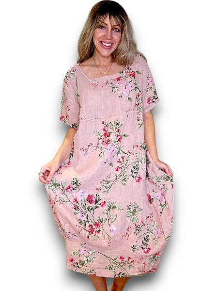 Helga May Baby pink Lingonberry Mid Sleeve Maxi Dress