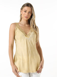 Elizabeth Scott Gold Satin Camisole With Lace Detail