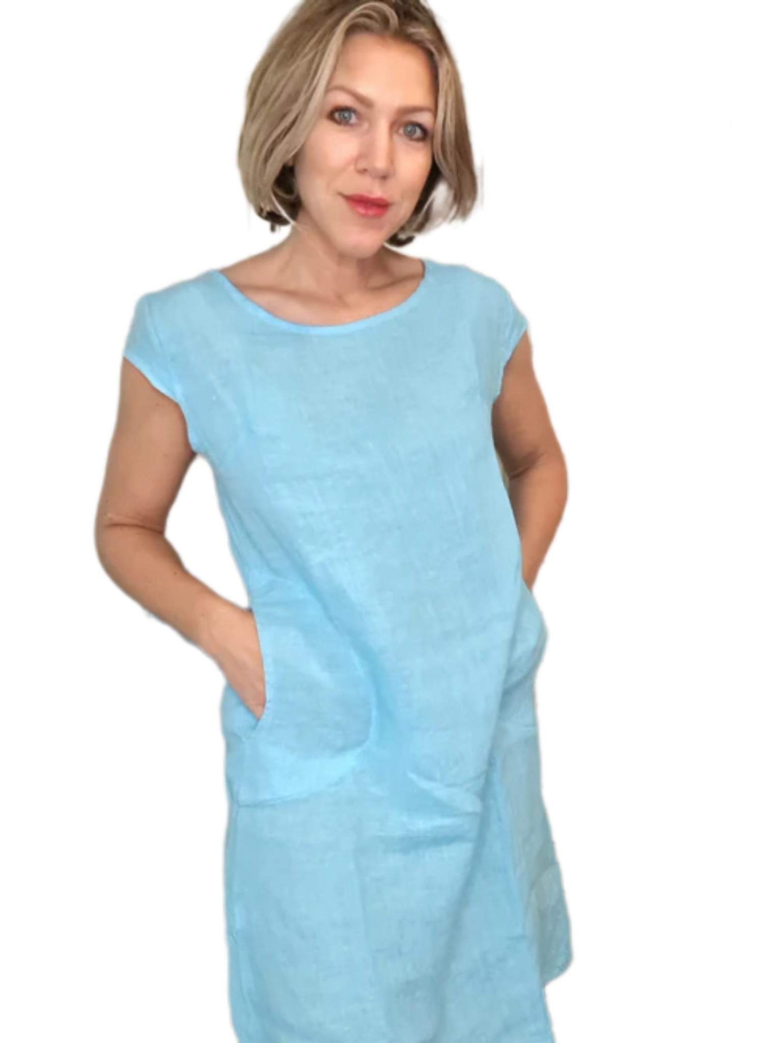 Helga May S/M Sky Blue Plain Kennedy Dress